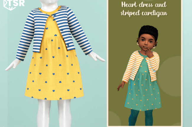 Heart dress and striped cardigan от MysteriousOo