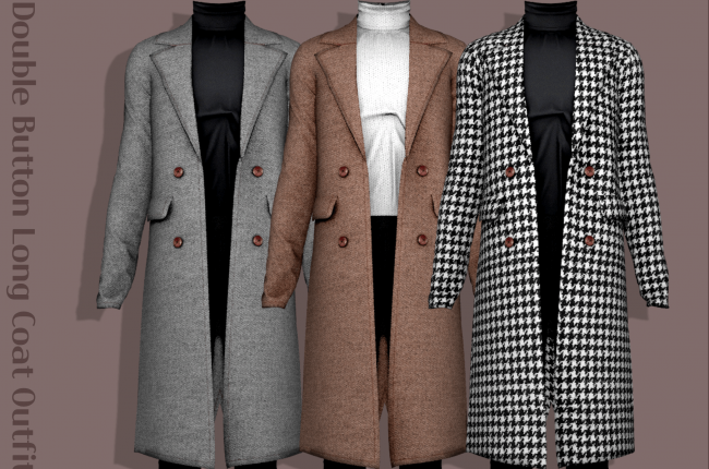 Double Button Long Coat Outfit от RIMINGS