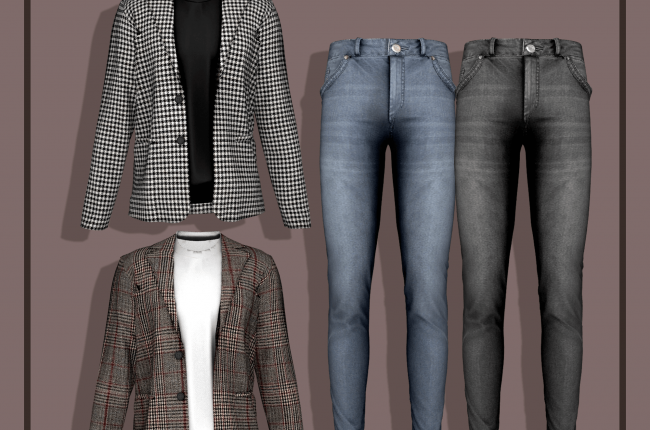 Check Jacket & Basic T-Shirt & Super Skinny Jeans от RIMINGS