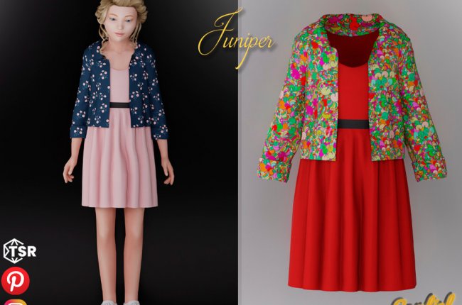 Juniper - Cute dress and jacket with floral pattern от Garfiel