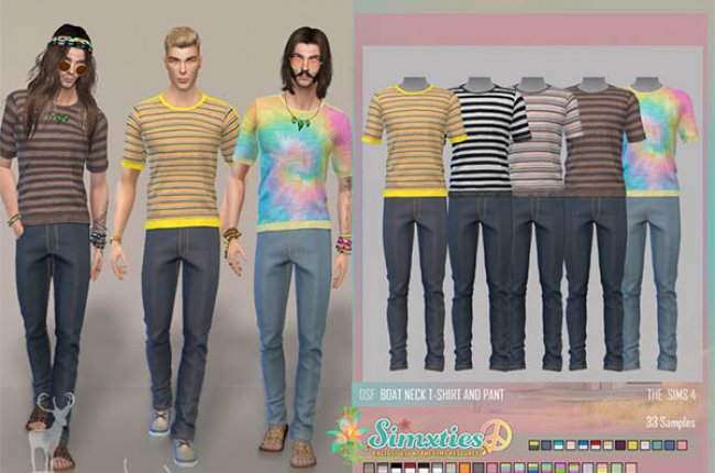 SIMXTIES_ BOAT NECK T-SHIRT AND PANT от DanSimsFantasy