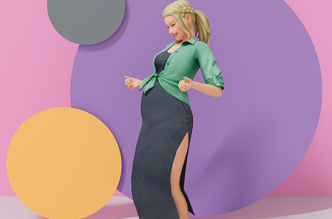 September's CC 2024/Pregnant Tied Shirt Dress